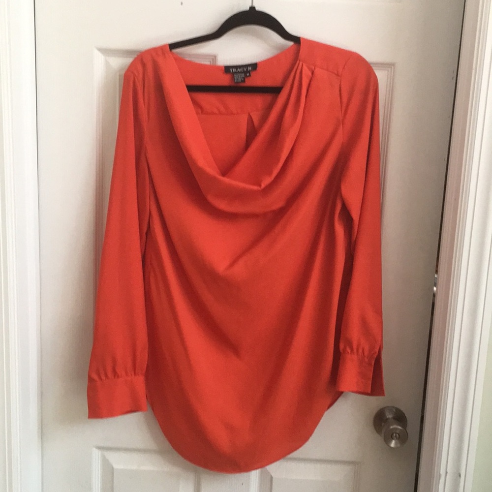 Cowl neck orange blouse - size medium